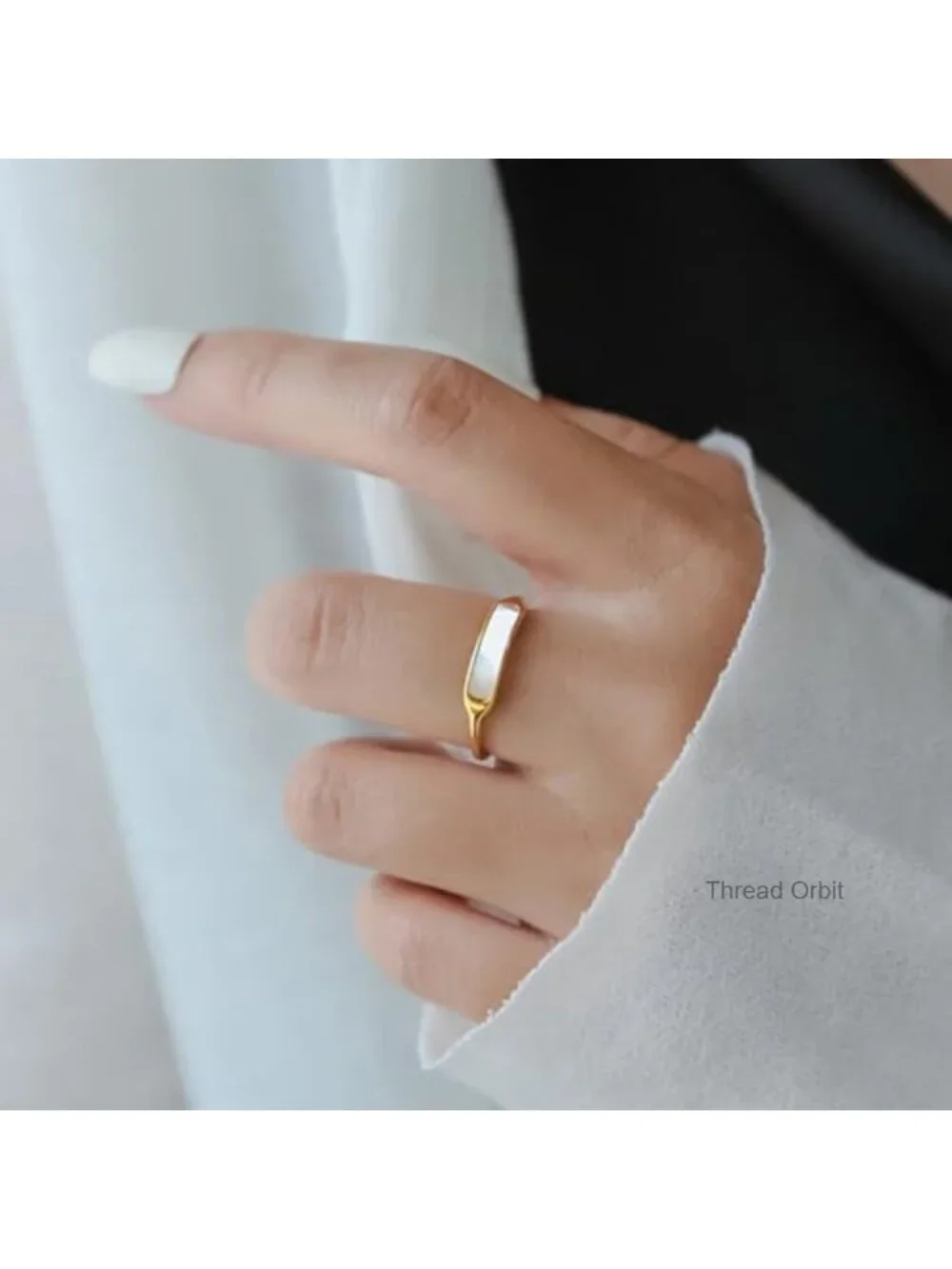 Dainty Minimalist Shell Pearl Ring Gold Plated Band